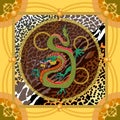 Silk scarf with oriental motifs. Royalty Free Stock Photo